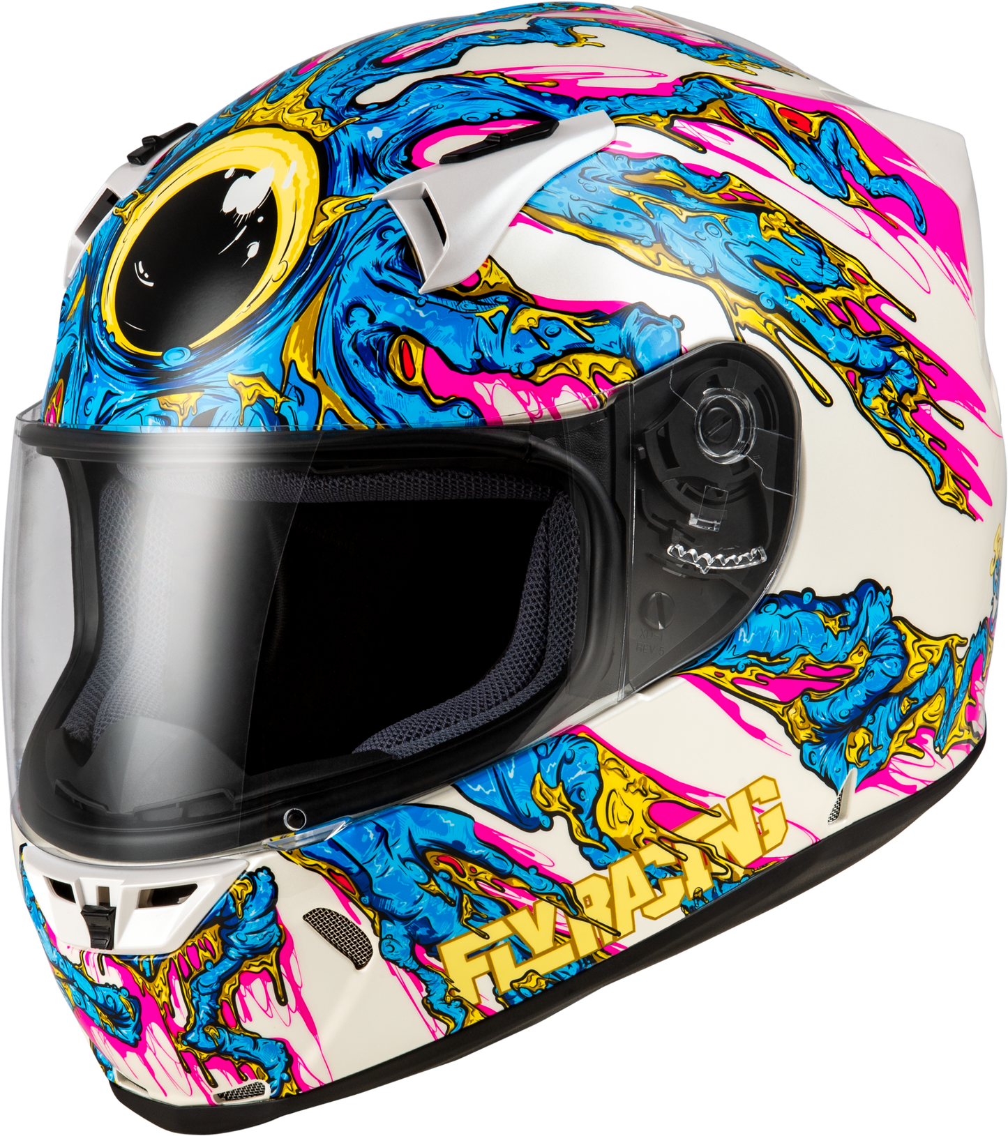 Fly Racing Revolt Space Creep Full-Face Helmet - Large, Light Blue/White/Pink