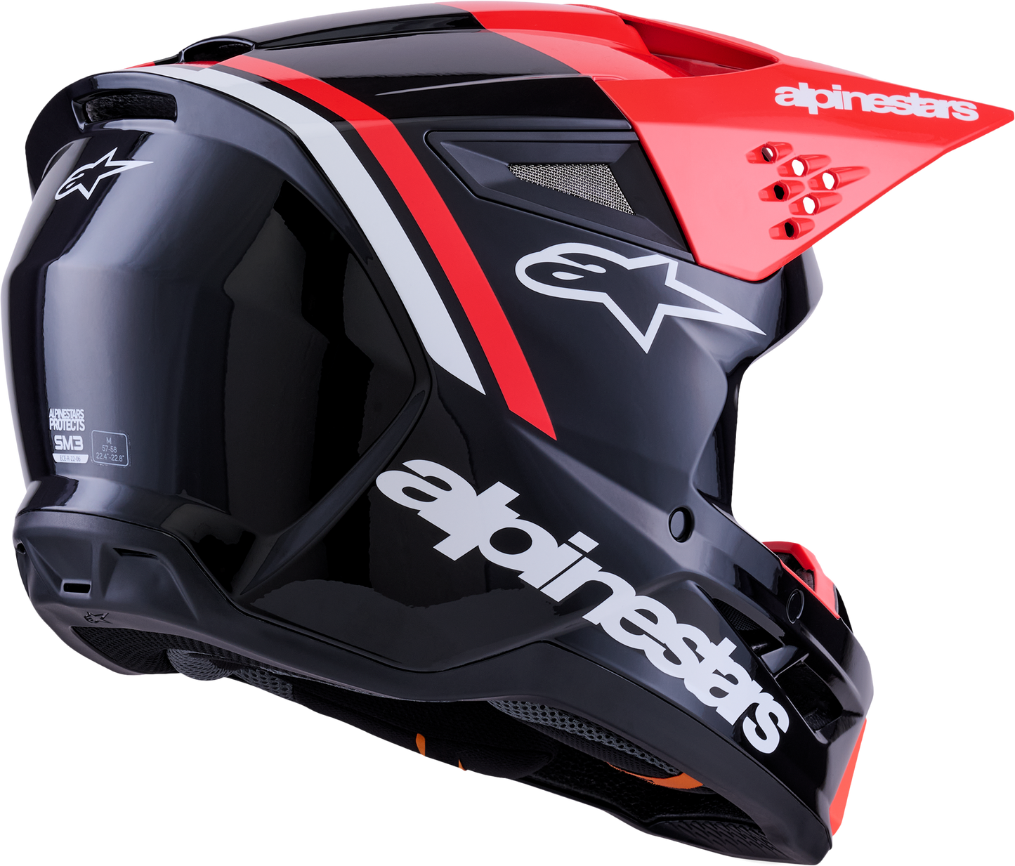 Alpinestars SM3 Radium Off-Road Helmet Small Black/Red Fluo/White Gloss