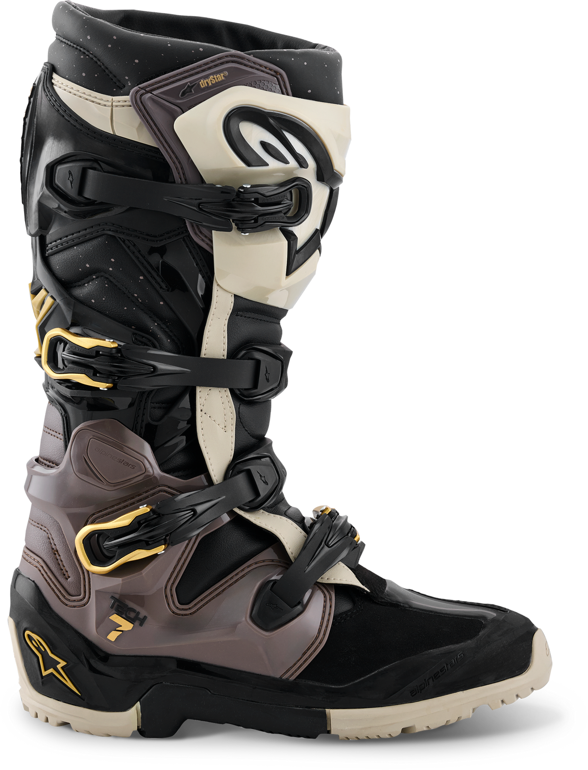 Alpinestars Tech 7 Enduro Drystar Offroad Boots US Size 8 - Black, Dark Grey, and Gold