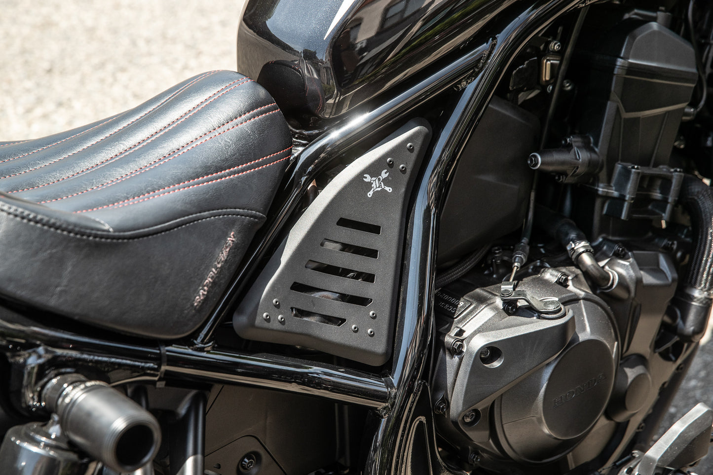 Burly Brand B10-3003TB Slash Cut Side Cover Set for Honda CMX1100 Rebel (Black)