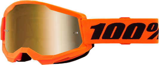100-Percent Strata 2 Jr. Goggle Neon Orange with Mirror Gold Lens for Offroad Riding