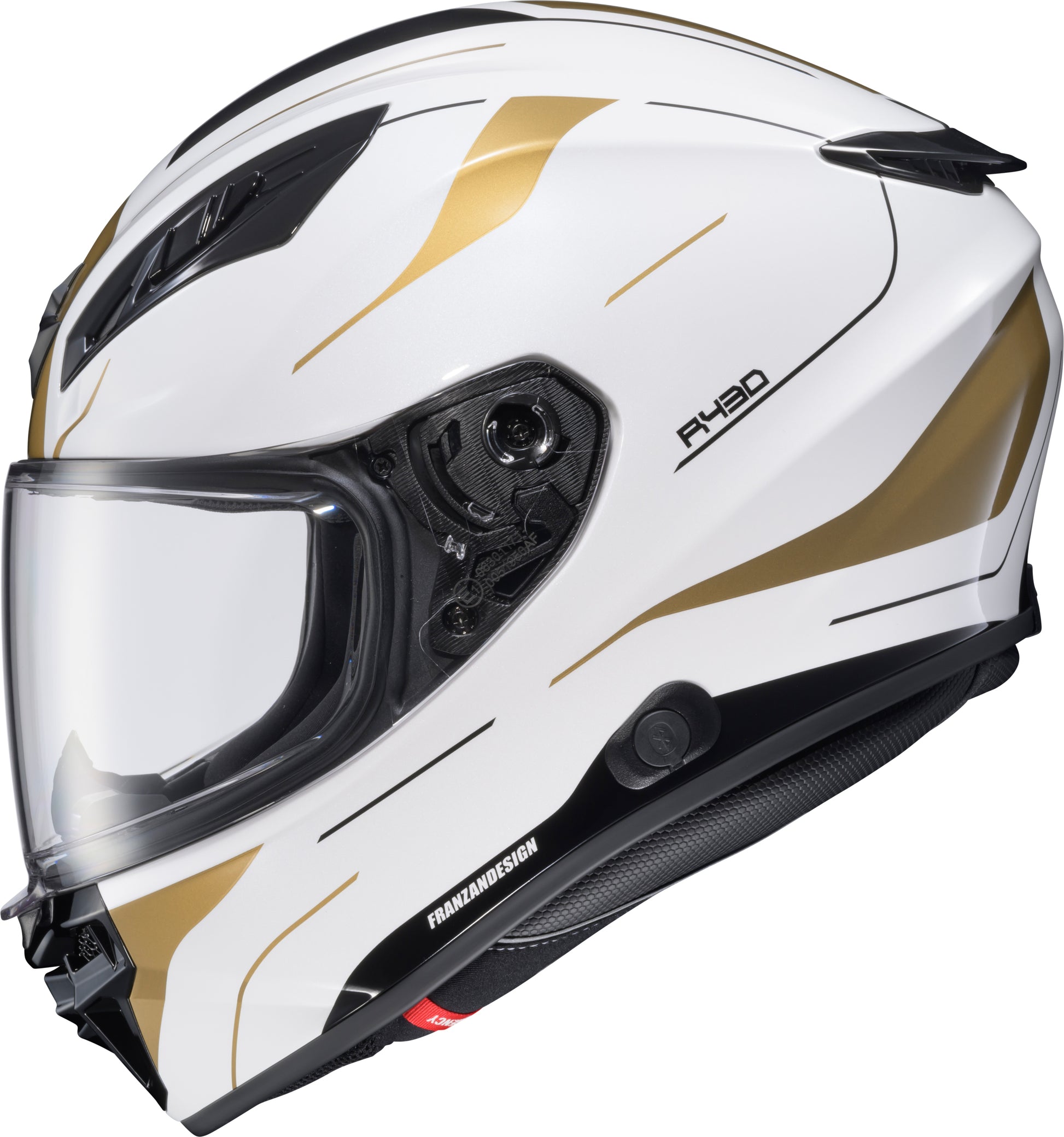 Scorpion EXO Exo R430 Full Face Helmet - Medium, White/Gold, Cutlass Style