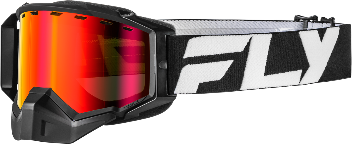 Fly Racing Zone Snow Goggle Black and White with Red Mirror and Amber Lens