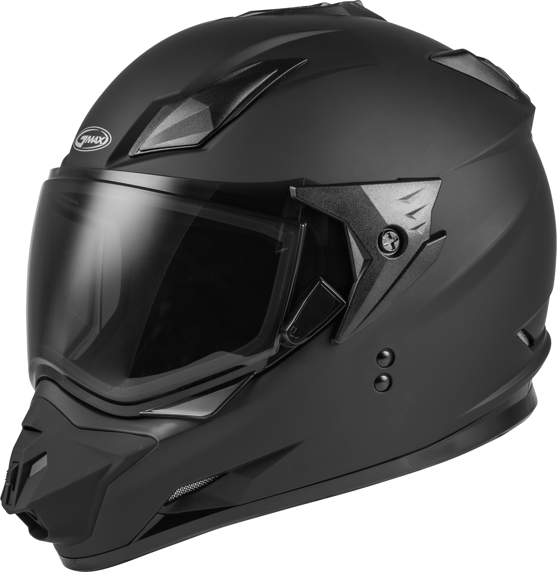 GMAX GM-11 Dual Sport Helmet Matte Black X-Small - Versatile Full-Face Motorcycle Helmet with Sun-Blocking Peak and Intercom Compatibility