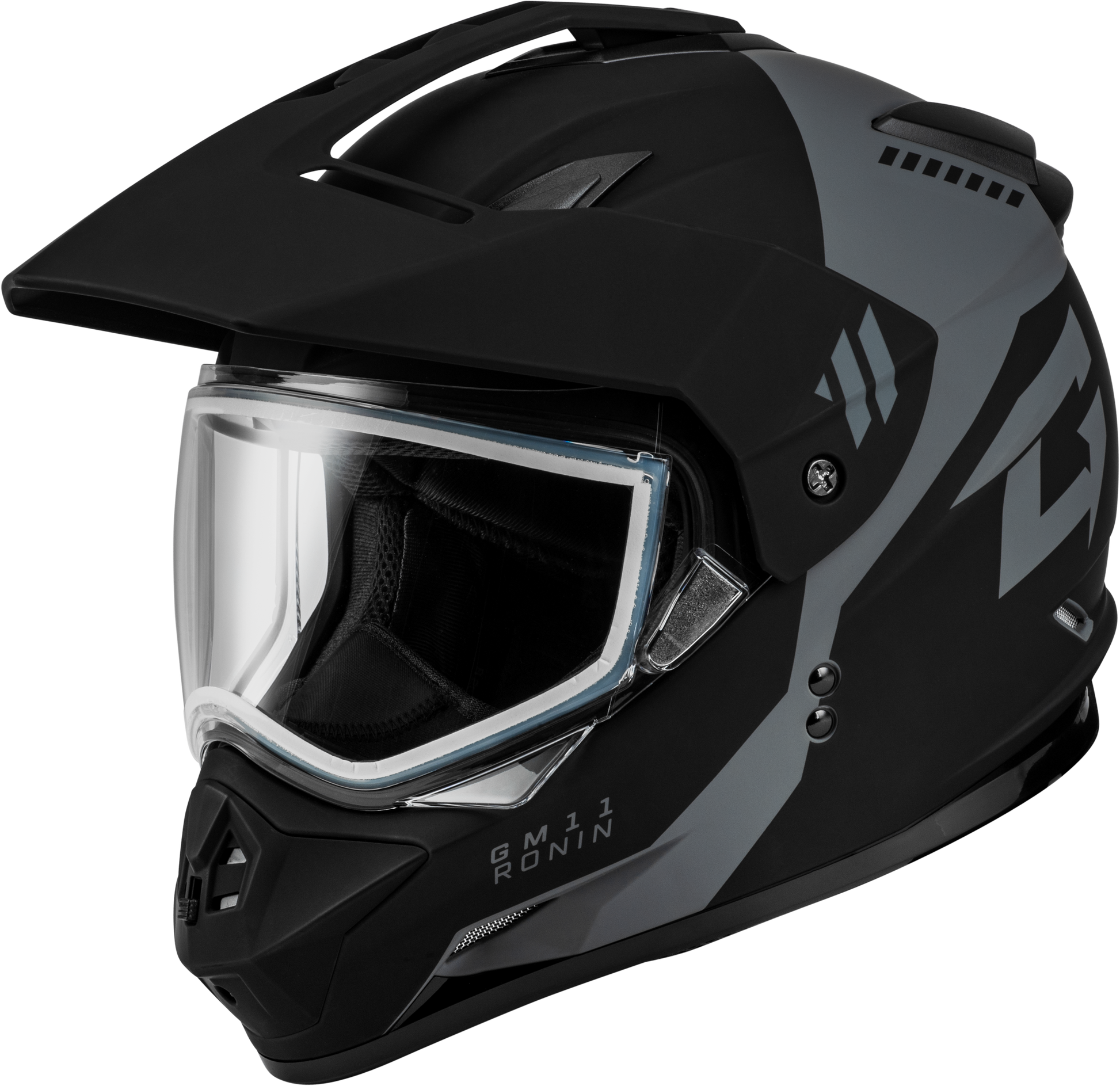 GMAX GM-11 Ronin Dual Sport Helmet in Matte Black and Silver - X-Small