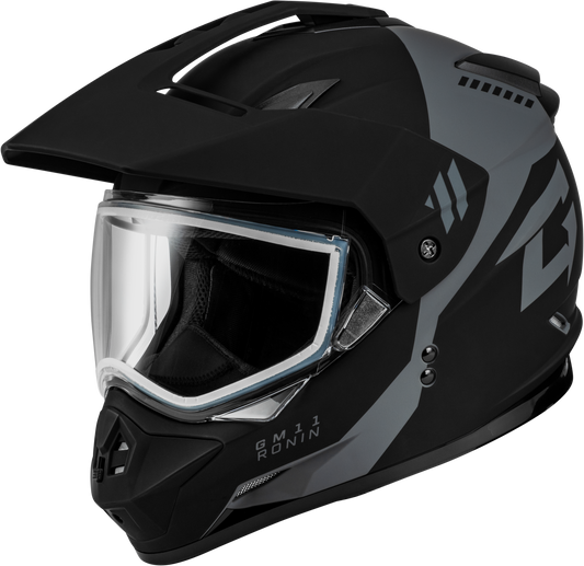 GMAX GM-11 Ronin Dual Sport Helmet in Matte Black and Silver - X-Small