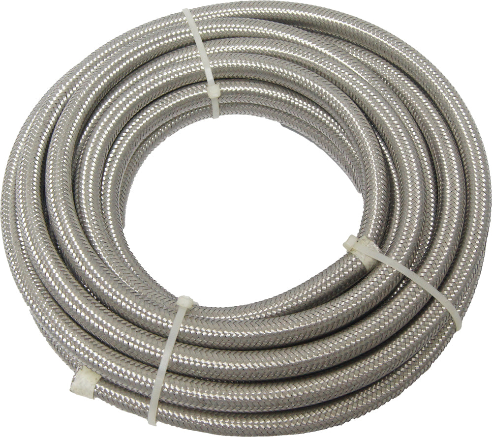 HardDrive Stainless Braided Hose 3/8 inch, 25-foot Roll - V-Twin Fuel Line with Silver Finish