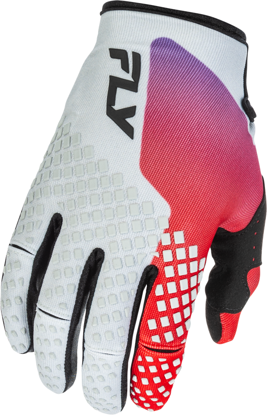 Fly Racing Kinetic MX Gloves for Offroad, Medium - Grey/Red/Purple/Black