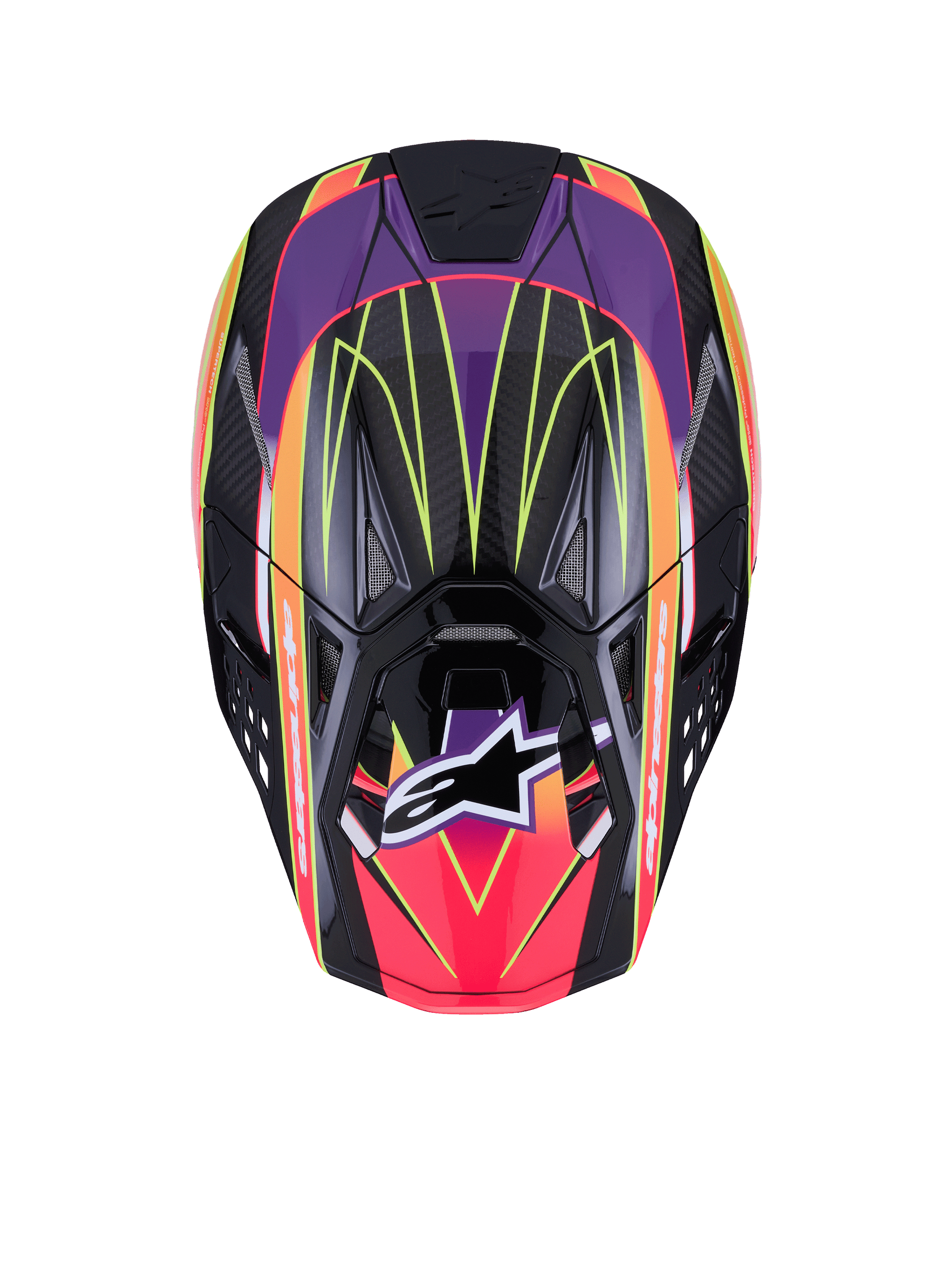 Alpinestars Supertech S M10 Era Helmet - Pink, Violet, and Yellow Fluo Glossy Off-Road Helmet for Motocross and Off-Road Riding