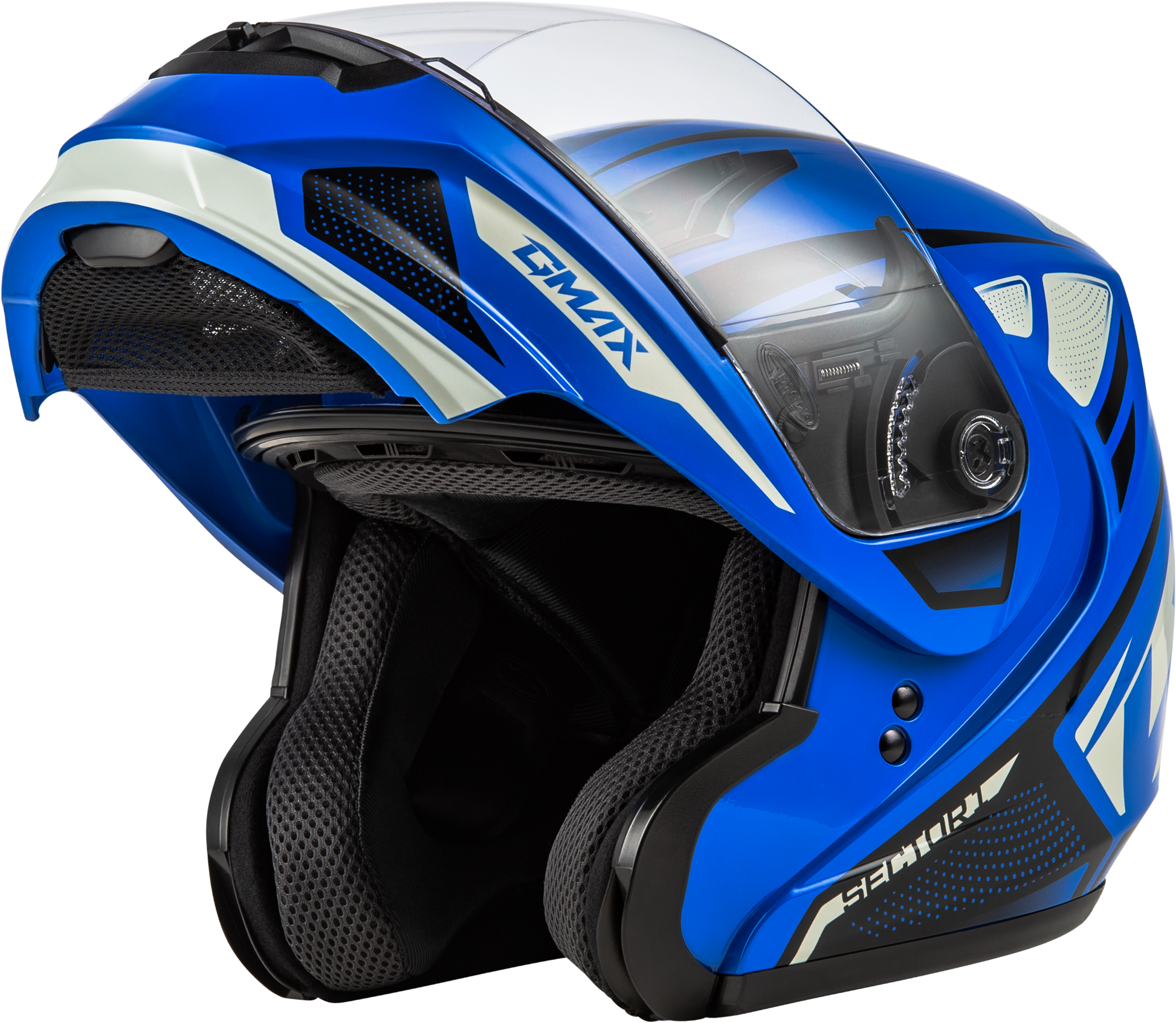 GMAX MD-04 Sector Modular Helmet Blue/Black Large – Lightweight Street Helmets with Advanced Ventilation and UV Protection