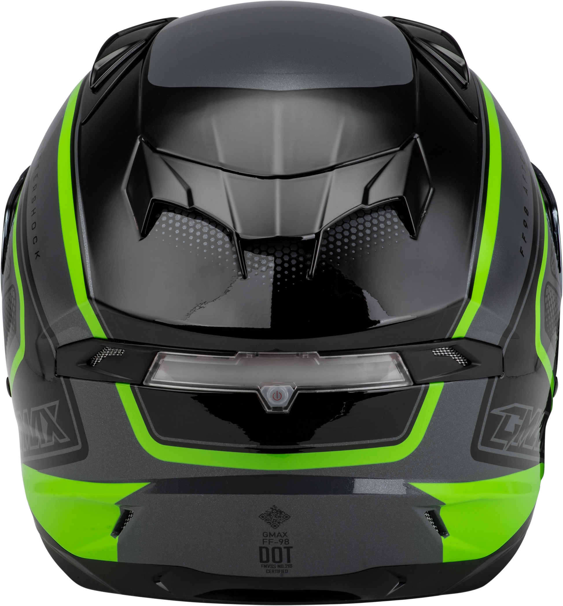 GMAX F1984768-DOT FF-98 Aftershock Full-Face Helmet with LED Rear Light - 2X-Large, Grey/Neon Green