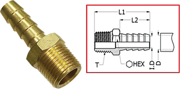 SP1 MR-07305-1 1/4 Inch Pipe to 1/4 Inch Hose Barb Fitting for Fuel Systems