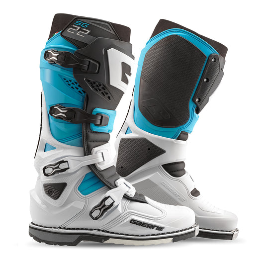 Gaerne Sg 22 Offroad Boots for Men - White, Black & Light Blue, Size US 12