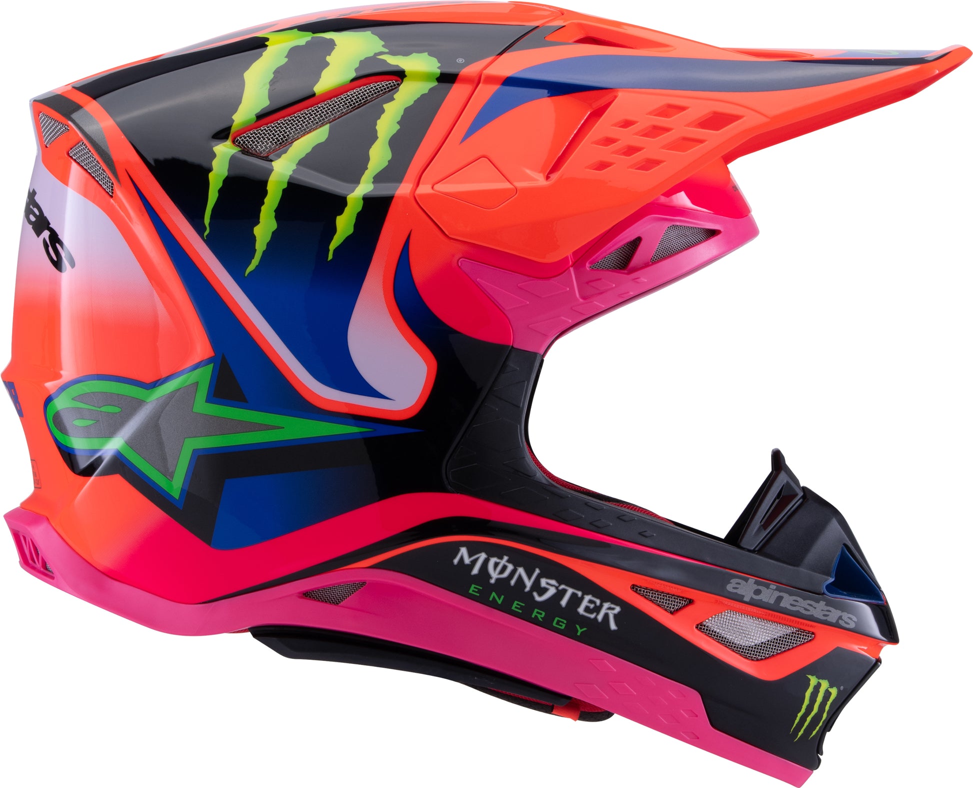 Alpinestars Supertech M10 Off-Road Helmet - Small, Orange Fluorescent/Purple/Pink Fluorescent
