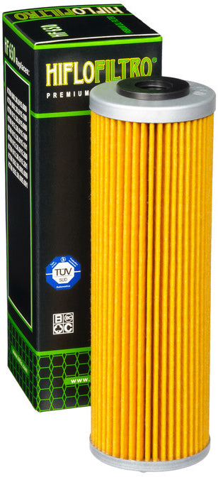 HIFLOFILTRO HF650 Oil Filter for KTM Motorcycles - OEM Replacement with 5/8" Nut and Safety Wire Provisions