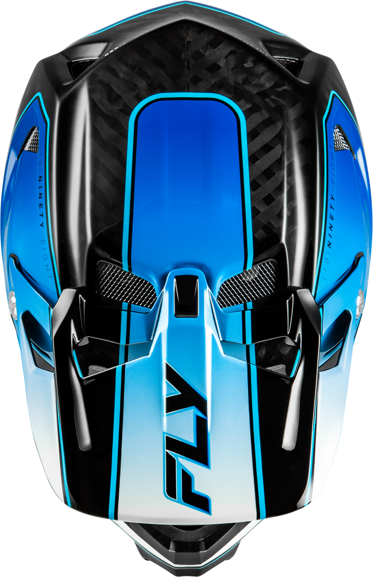 Fly Racing Werx R Flow Carbon Helmet Large Black Carbon/Blue/White - Full-Face Bicycle Helmet for Adults
