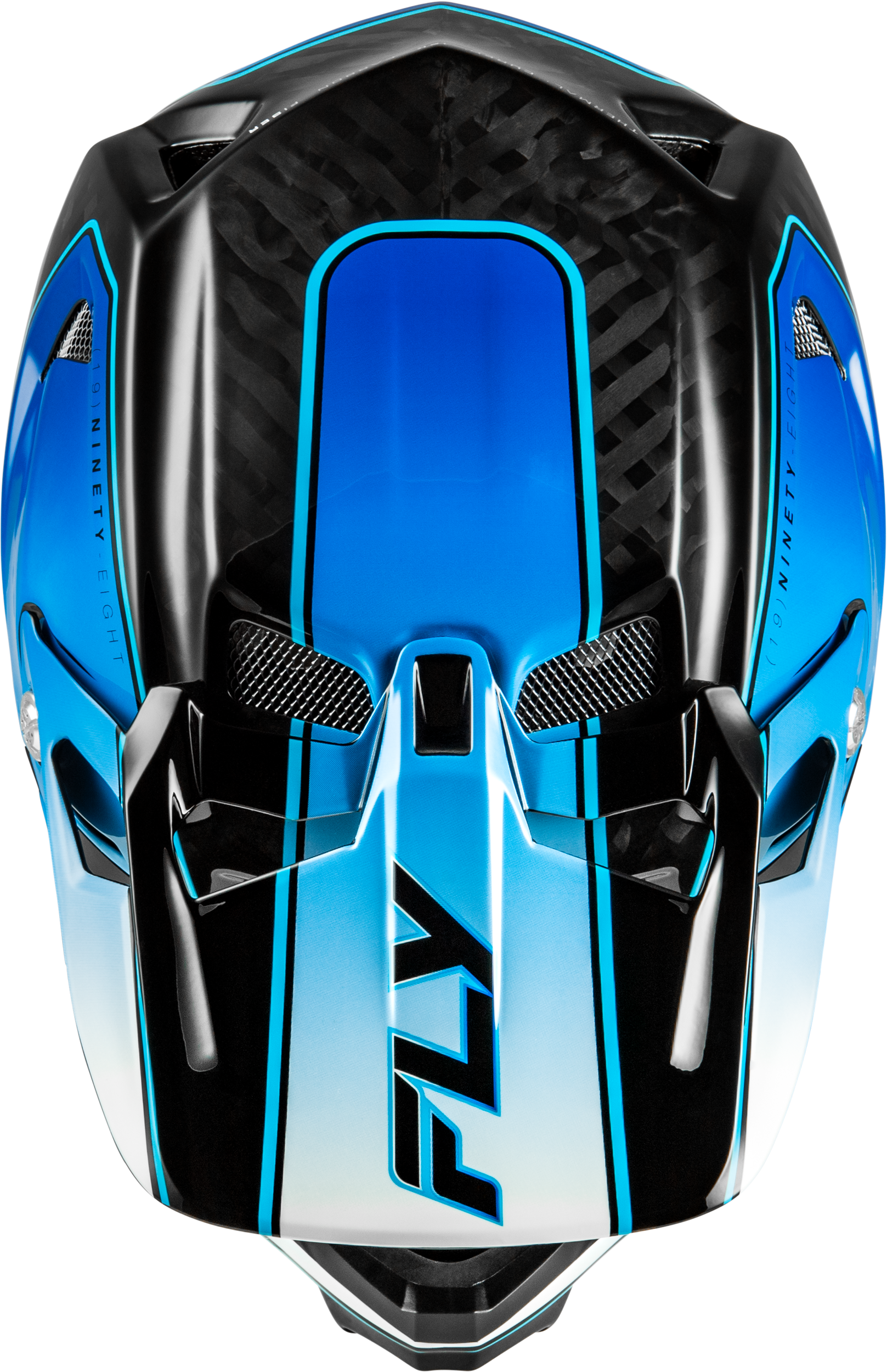 Fly Racing Werx R Flow Carbon Helmet Large Black Carbon/Blue/White - Full-Face Bicycle Helmet for Adults