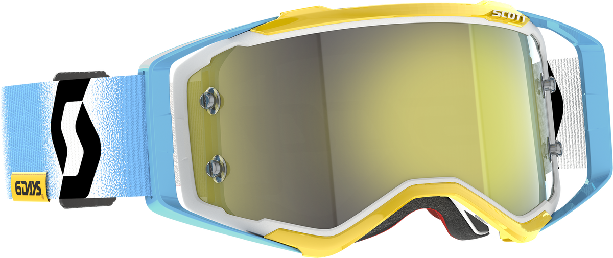 SCOTT Prospect 6 Days Le Offroad MX Goggles with Yellow Chrome Lens - White/Blue
