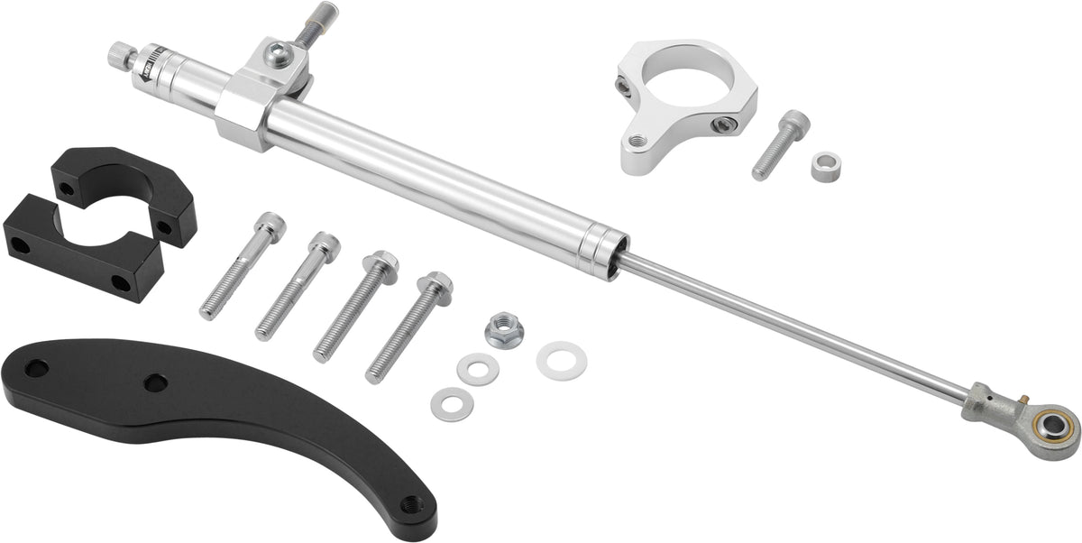 HardDrive Steering Damper for Harley Davidson FLTRX, FLTRU, FLTR, and FLTRXS - Silver (Part #87373)