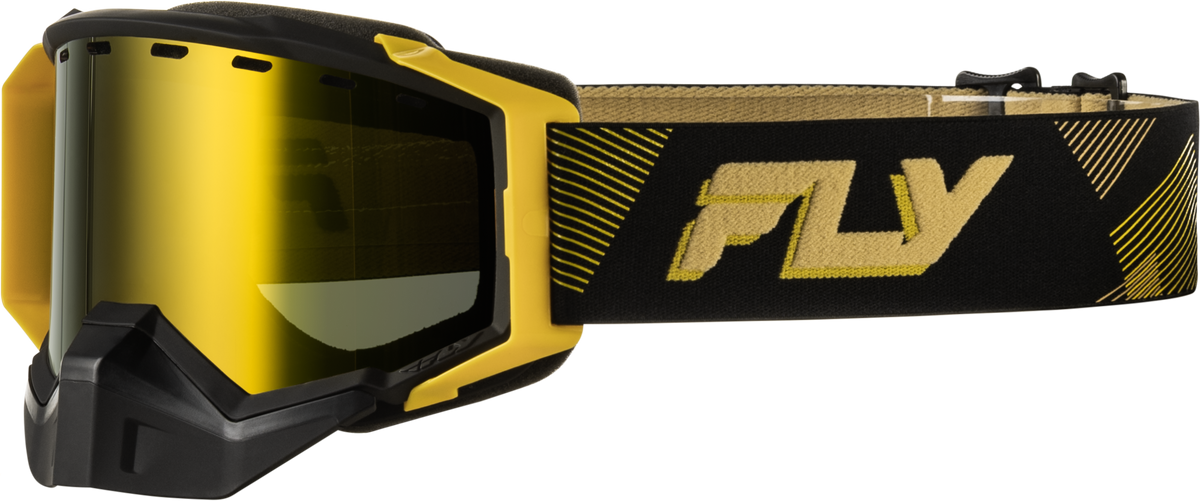 Fly Racing Zone Elite Snow Goggles Black and Gold with Polarized Yellow Lens