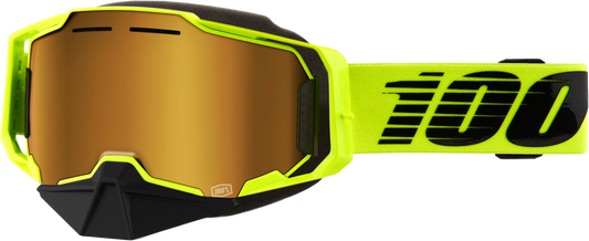 100-Percent Armega Snowmobile Goggle Neon Yellow with Gold Mirror Lens