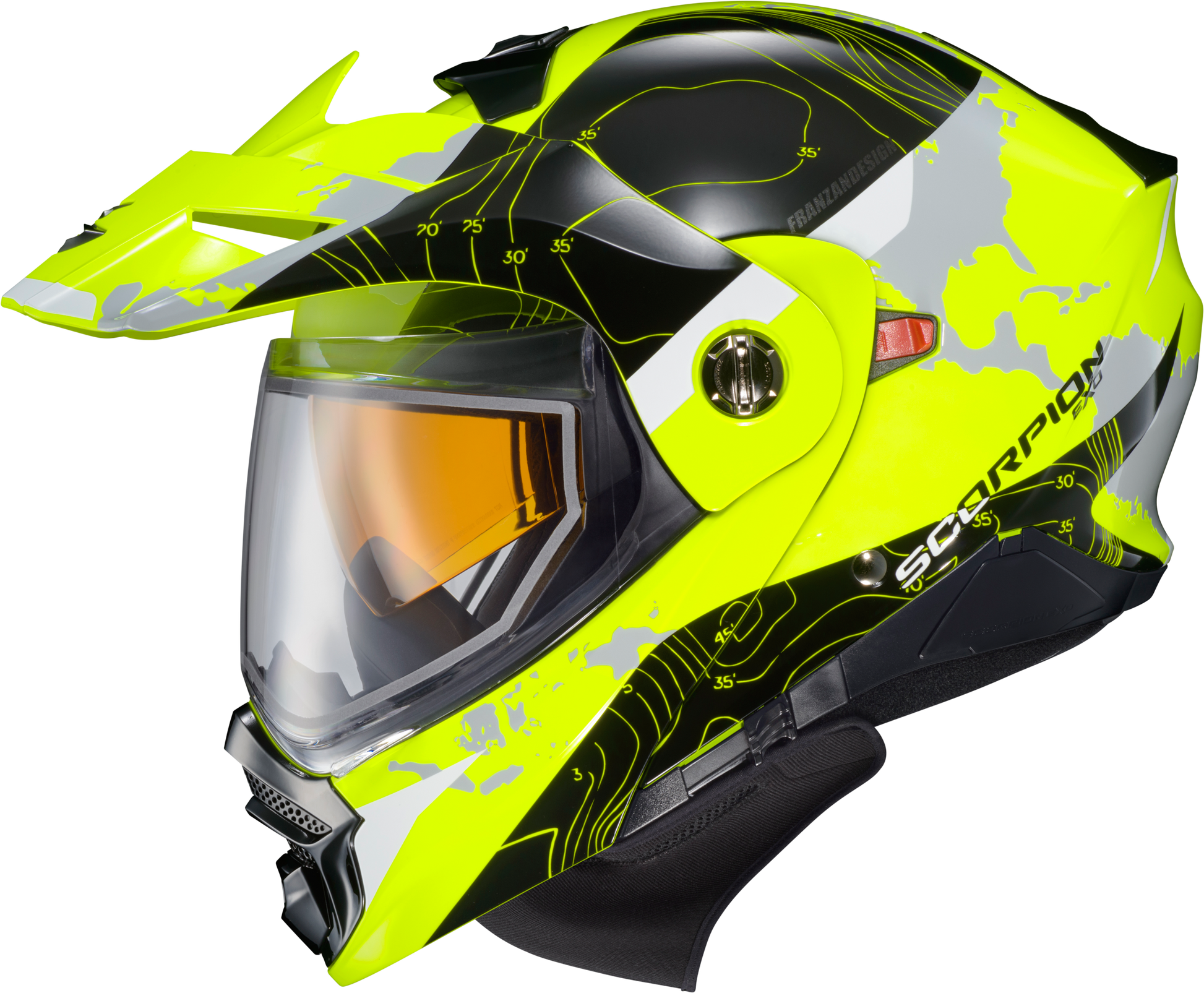 Scorpion EXO Exo AT960 Cold Weather Modular Helmet in Hi-Vis Yellow, Medium