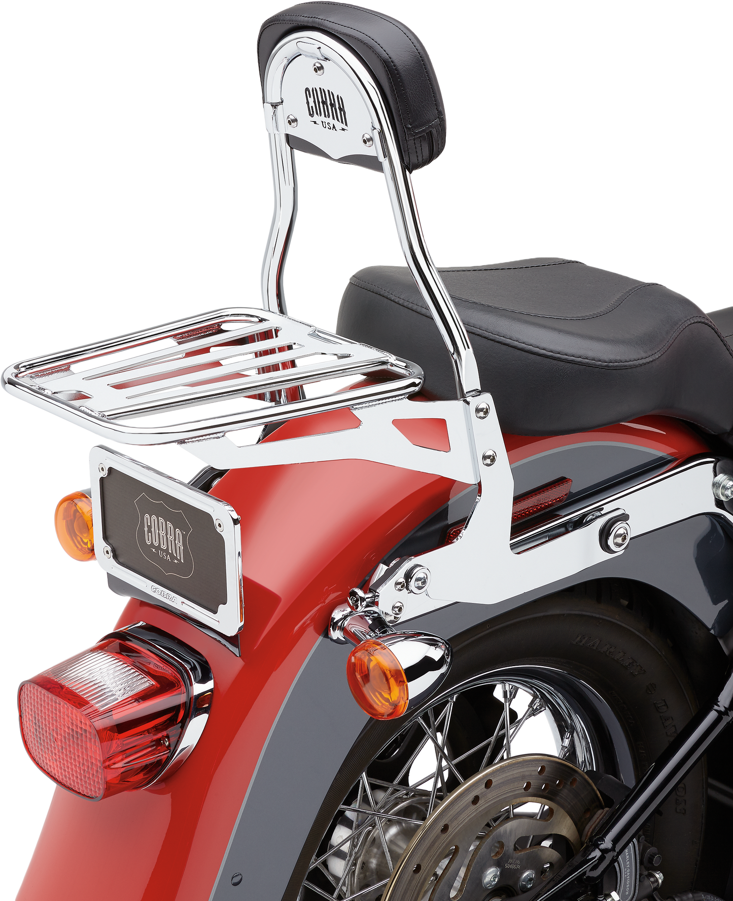 COBRA Detachable Round Backrest for Softail 2000-2006 – Chrome or Black Vinyl Pad