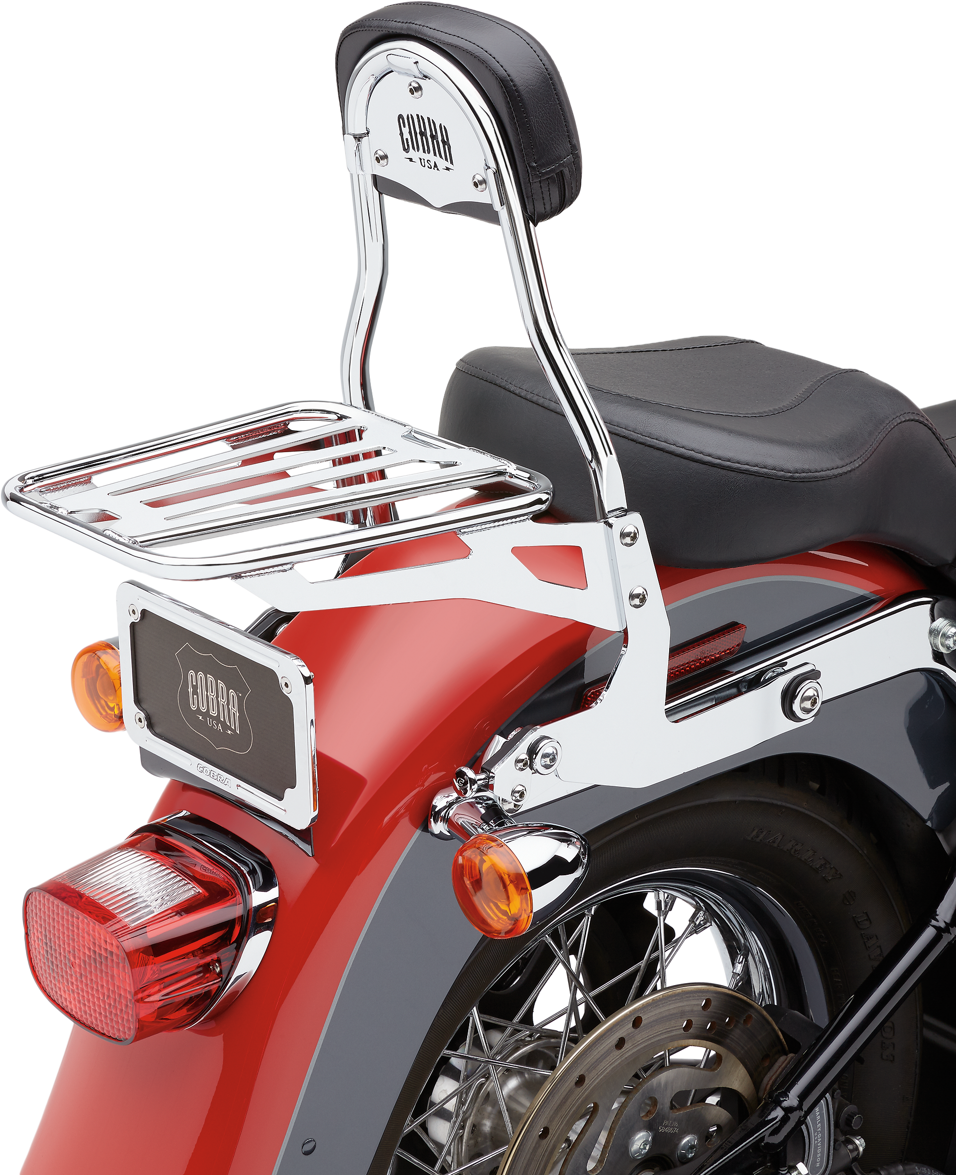 COBRA Detachable Round Backrest for Softail 2000-2006 – Chrome or Black Vinyl Pad