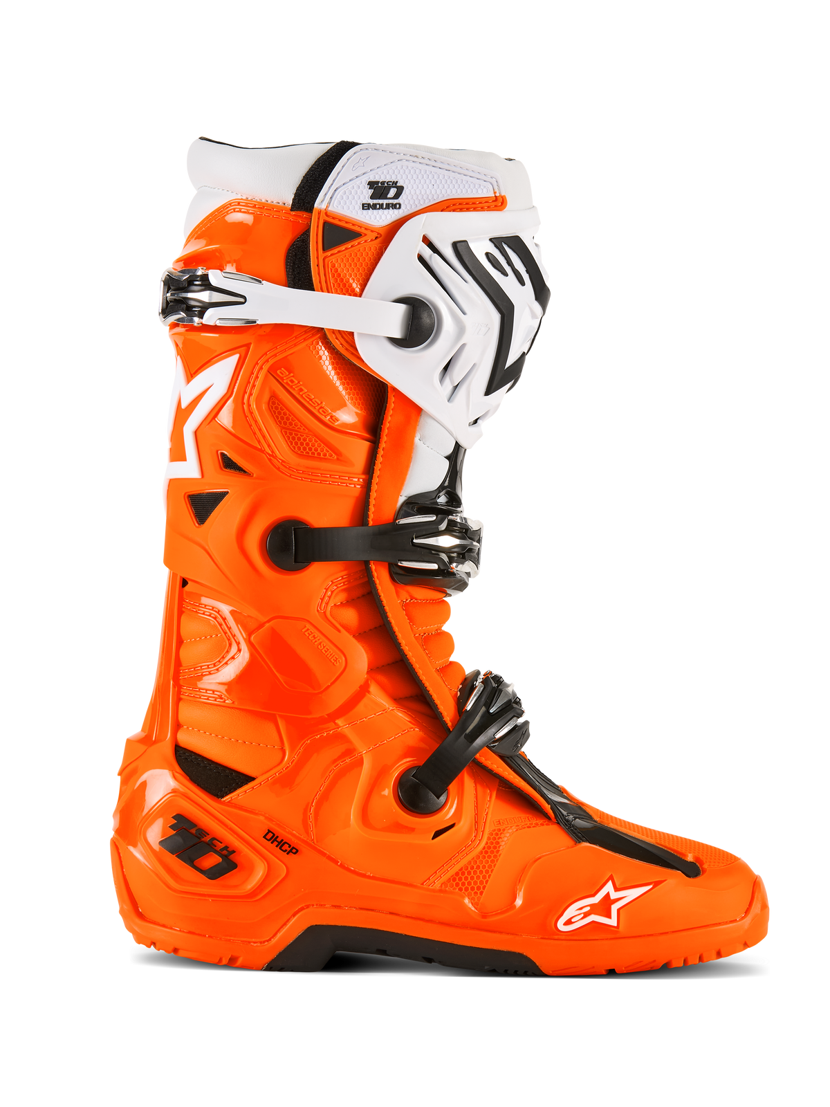 Alpinestars Tech 10 Enduro Boots US 11 Fluorescent Orange/Black/White – High-Performance Offroad Footwear