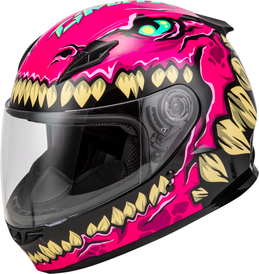 GMAX Youth GM-49Y Drax Helmet in Pink – Full-Face Street Helmet with Adjustable Fit for Kids