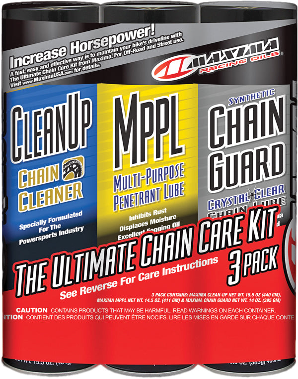 MAXIMA Ultimate Chain Guard Care Kit 3-Piece for Motorcycle Chains