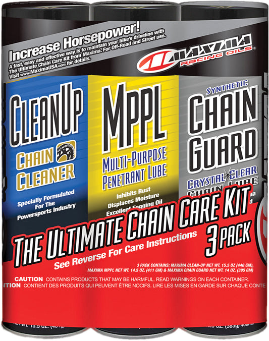 MAXIMA Ultimate Chain Guard Care Kit 3-Piece for Motorcycle Chains