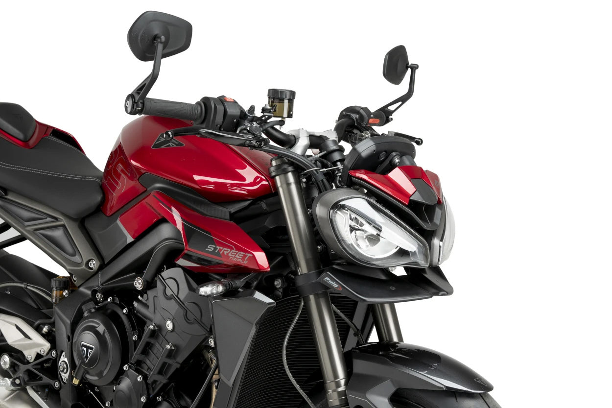 PUIG Downforce Front Spoiler Matte Black for Street Motorcycles (Part Number 21594J)
