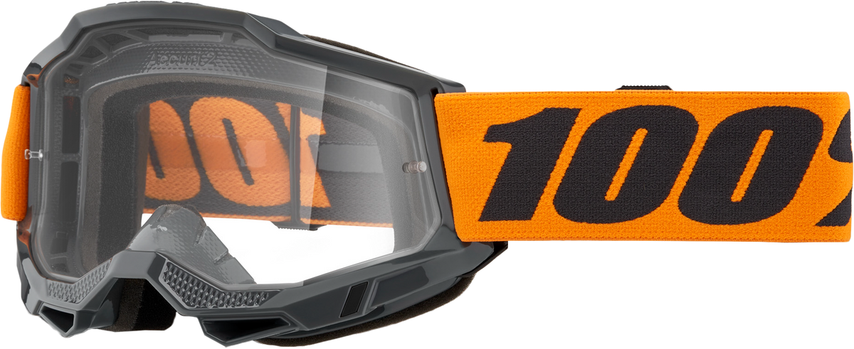 100-Percent Strata 2 Goggle Neon Orange with Clear Lens – Offroad Performance Eyewear