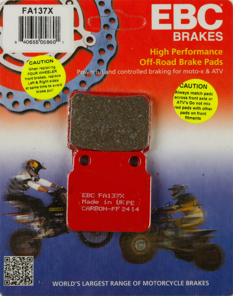 EBC FA137X Brake Pads for ATV/UTV - Fits Arctic Cat 400 DVX, Kawasaki KFX 400, Suzuki Lt250R Quadracer