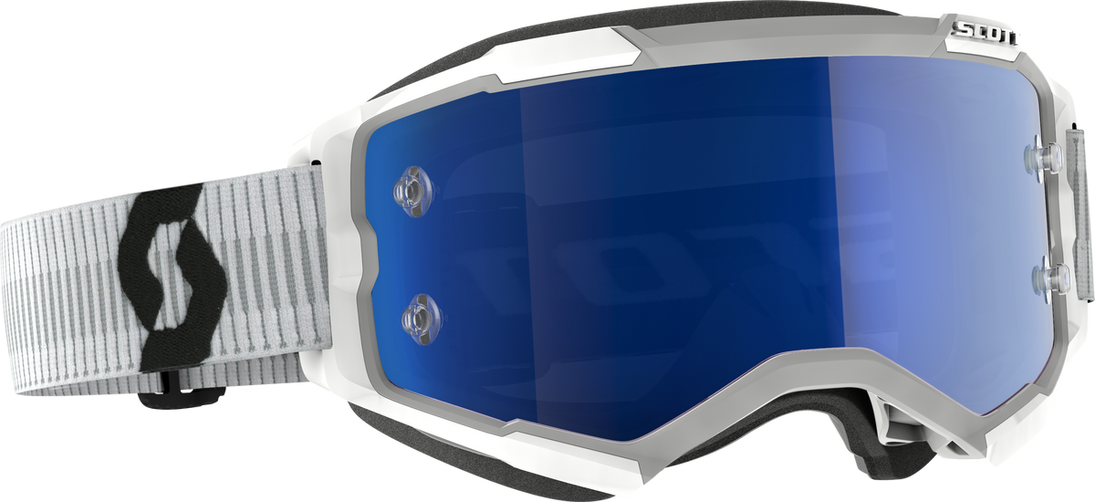 SCOTT Fury Goggle White with Blue Chrome Lens – Offroad Motocross Eyewear for High-Performance Vision