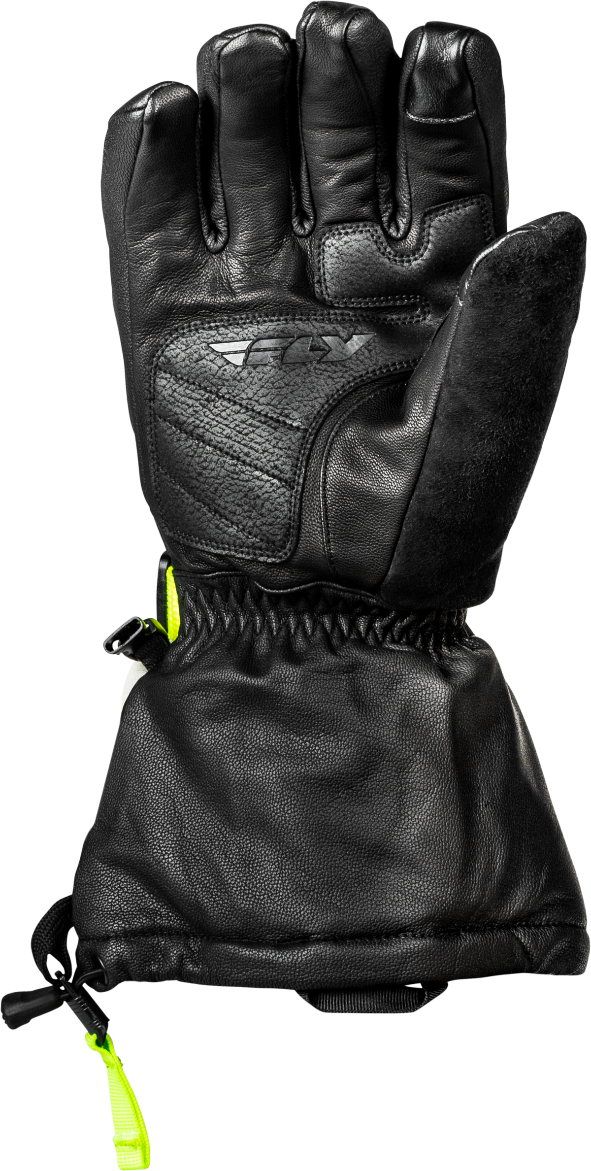 Fly Racing Glacier Gloves Large Black/Grey/Hi-Vis Yellow – Waterproof Cold Weather Snow Gloves with Touch Screen Compatibility