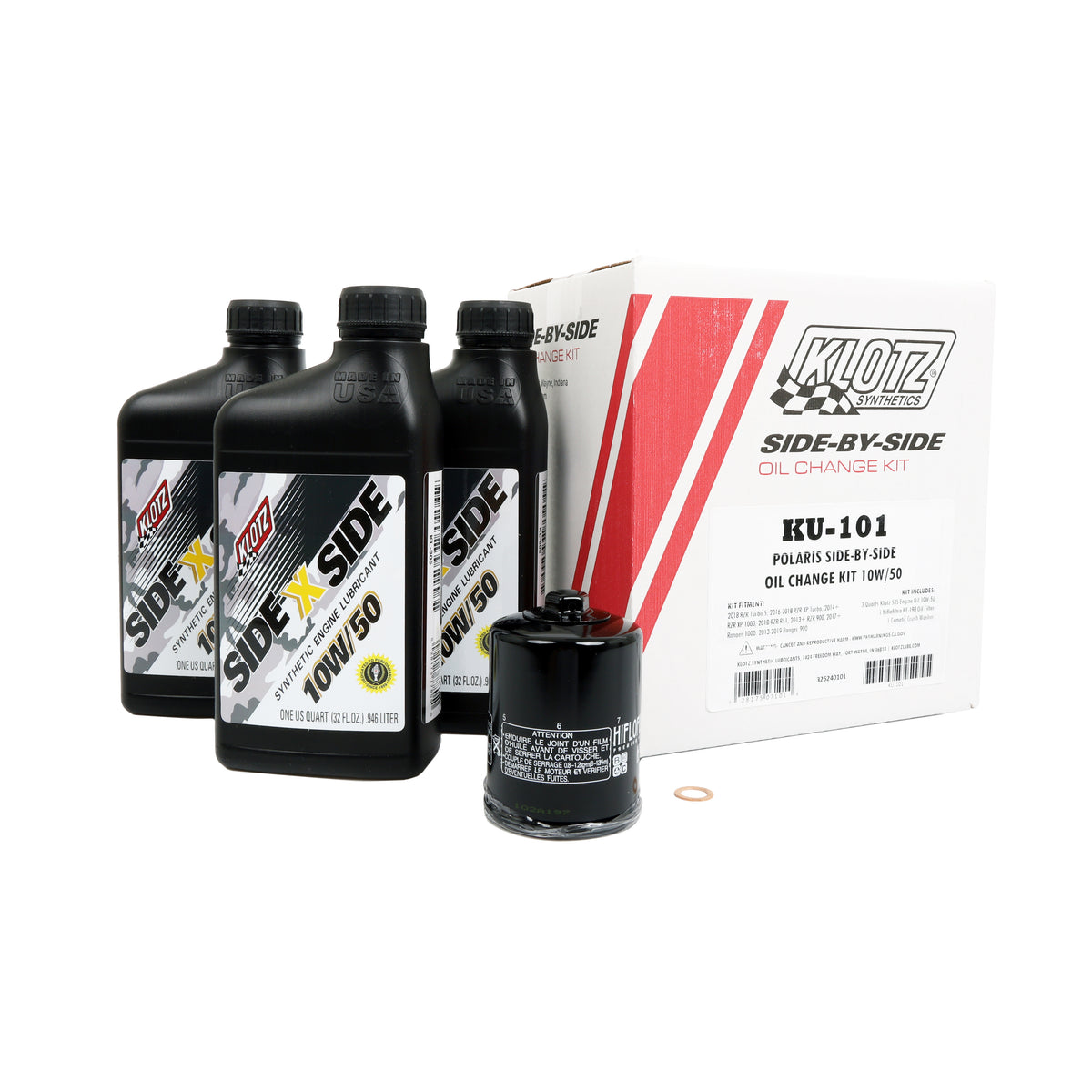 Klotz Sidexside Oil Change Kit 10W50 with Oil Filter for Polaris RZR Models