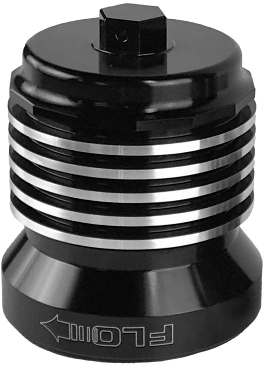 PCRACING Flo Reusable Oil Filter Black/Polished Fins for Yamaha FZ-07, Triumph Tiger 800 Xc Se, Honda NC700J NM4, Victory Magnum & Indian Roadmaster
