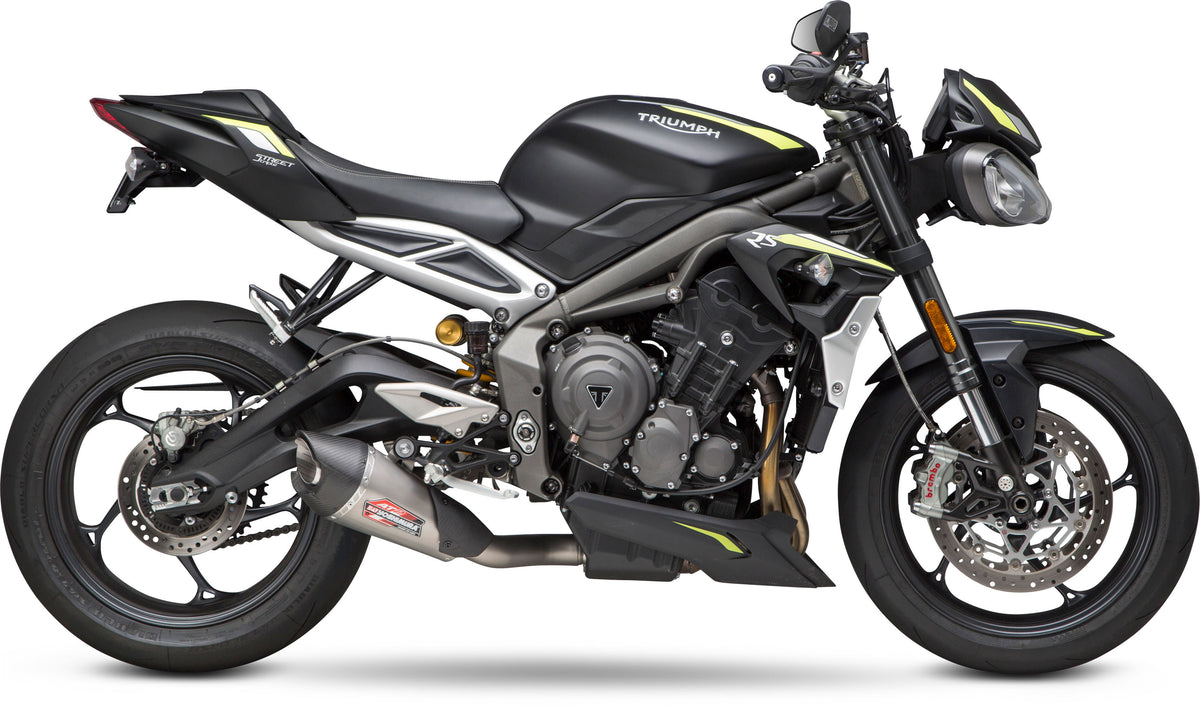 Yoshimura 19680BP521 Street AT2 Works Slip-On Exhaust for Triumph Street Triple 765 Models