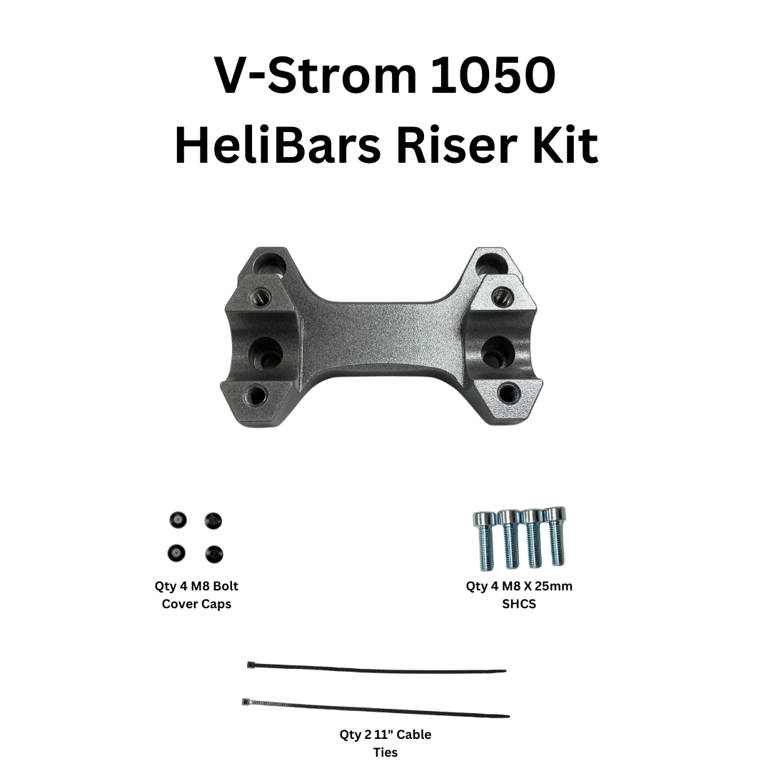 HeliBars Handlebar Risers for Suzuki - Model HR03187, Silver