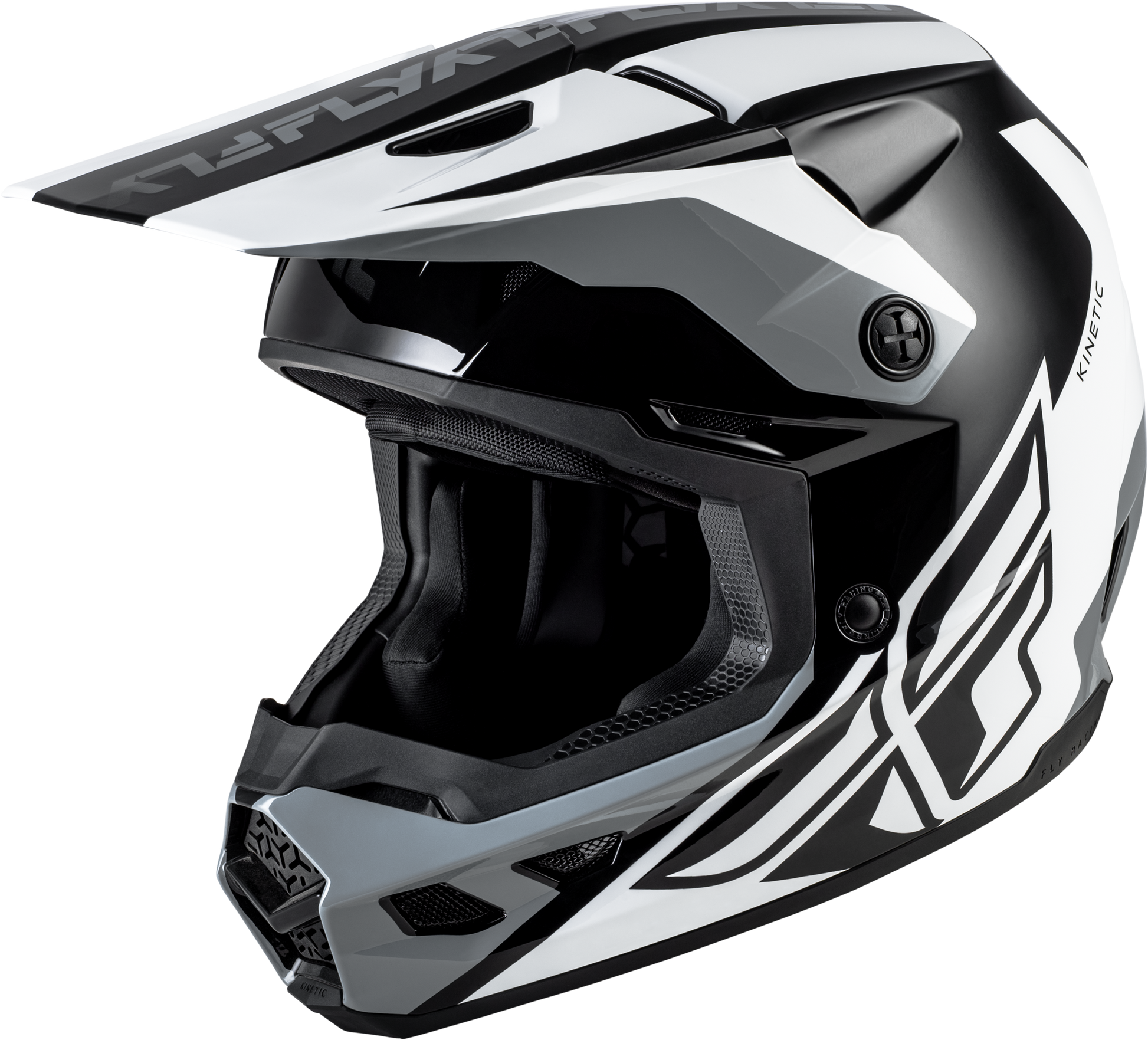 Fly Racing Kinetic Crest Helmet X-Small Black/White/Grey – Off-Road Motorcycle Helmet with Advanced Ventilation and Safety Features