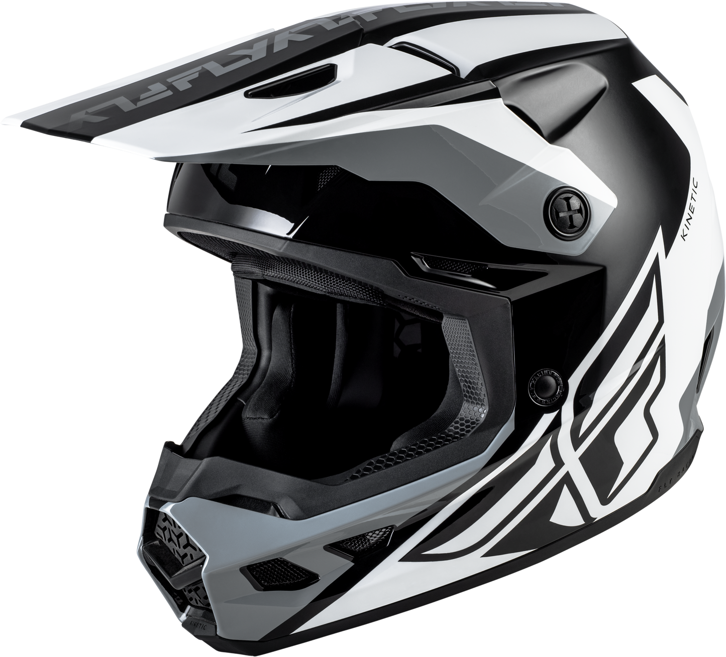 FLY Racing Kinetic Crest Helmet 2X-Large Black, White & Grey – Off-Road Motorcycle Helmet with Advanced Ventilation