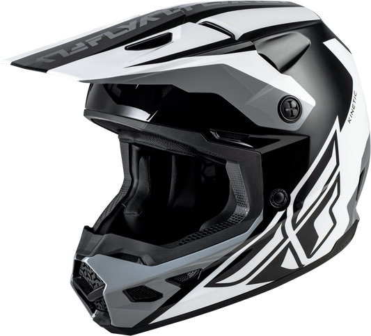 Fly Racing Kinetic Crest Helmet X-Large Black/White/Grey – Off-Road Motorcycle Helmet with Advanced Ventilation and Impact Protection