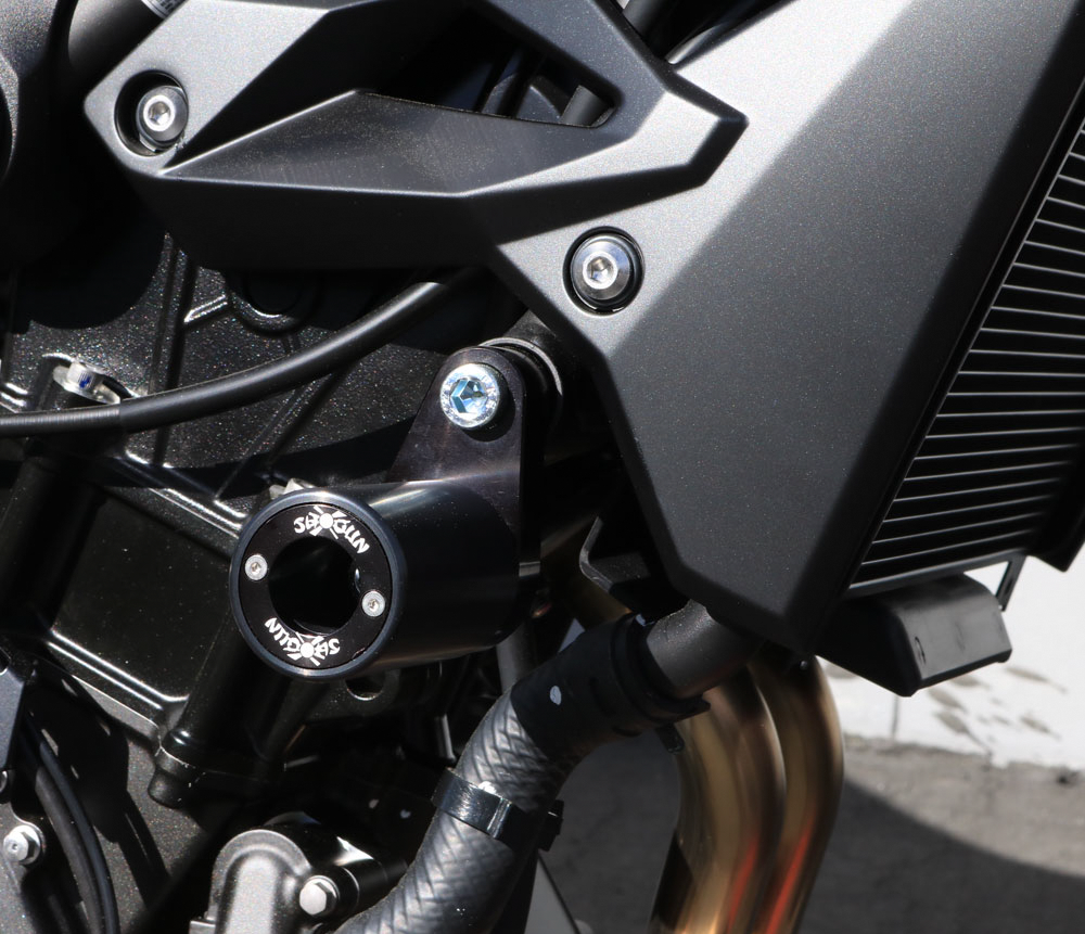 Shogun Pa2 Frame Sliders for Kawasaki Ninja 400 and Z400 ABS – Black, No-Cut Design with One-Year Free Replacement Promotion