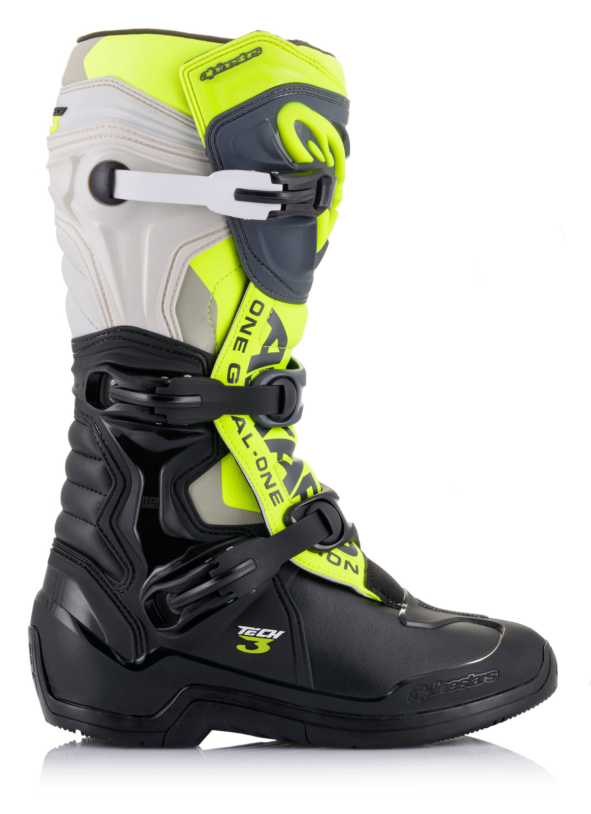 Alpinestars Tech 3 Off-Road Motocross Boots – Black, Cool Grey & Fluorescent Yellow, US 06