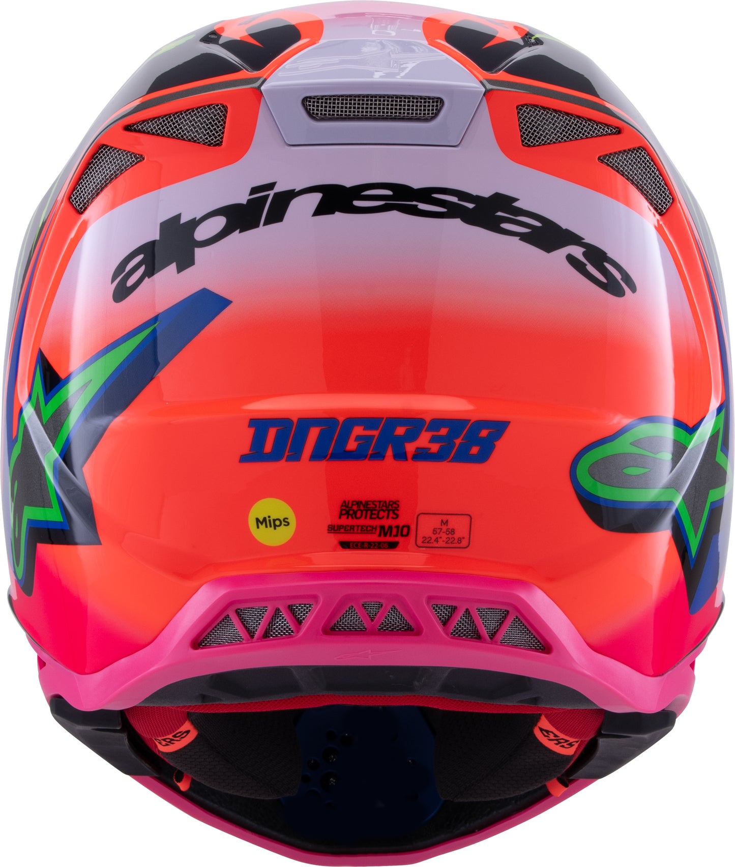 Alpinestars S M10 Deegan Off-Road Helmet in Orange Fluo, Purple, and Pink Fluo - Large