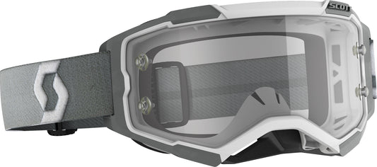 SCOTT Fury Goggle White/Grey with Clear Works Lens for Offroad Protection