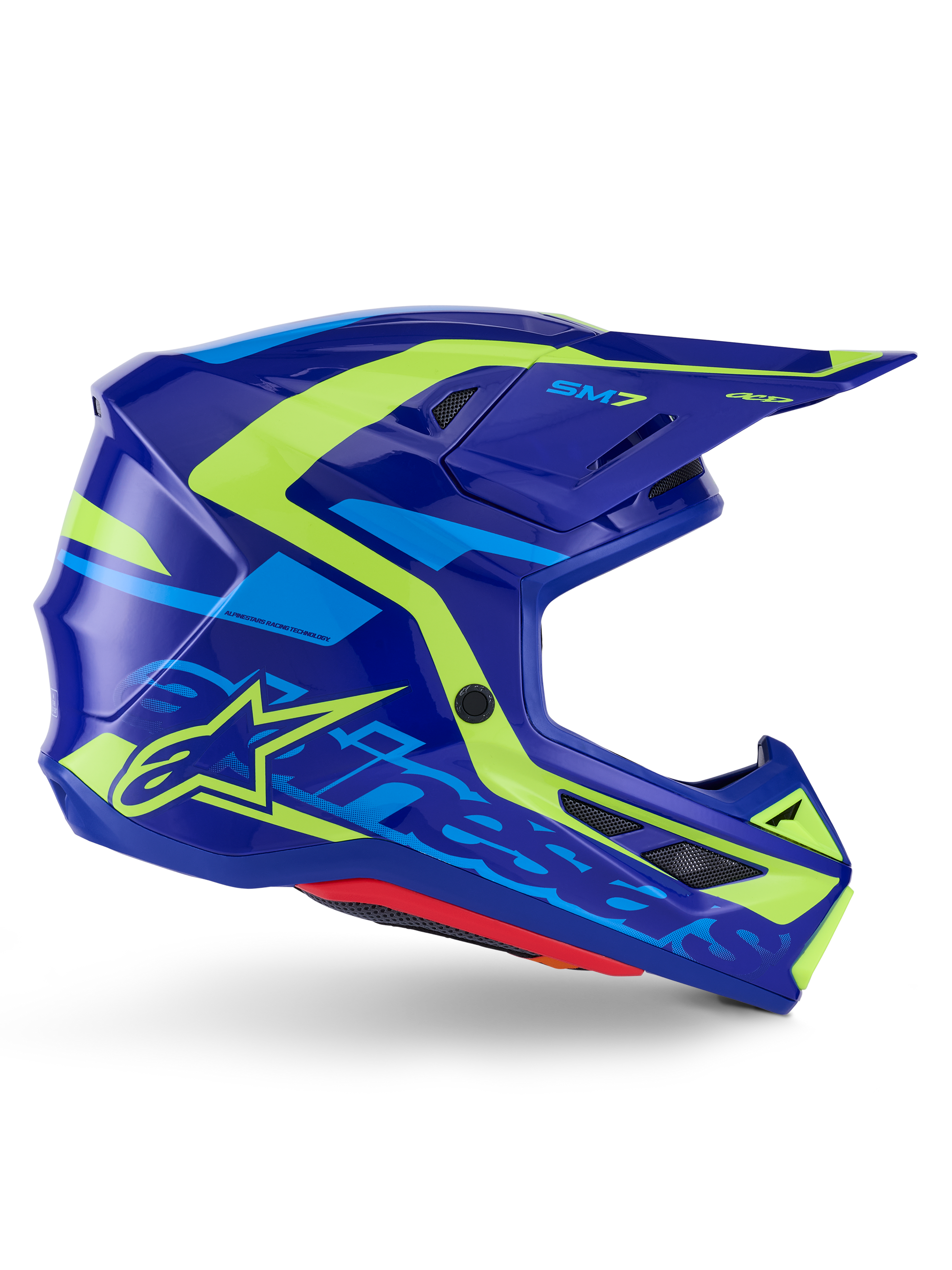 Alpinestars SM7 Deed Helmet 2X-Large Blue/Yellow Fluo Glossy Off-Road