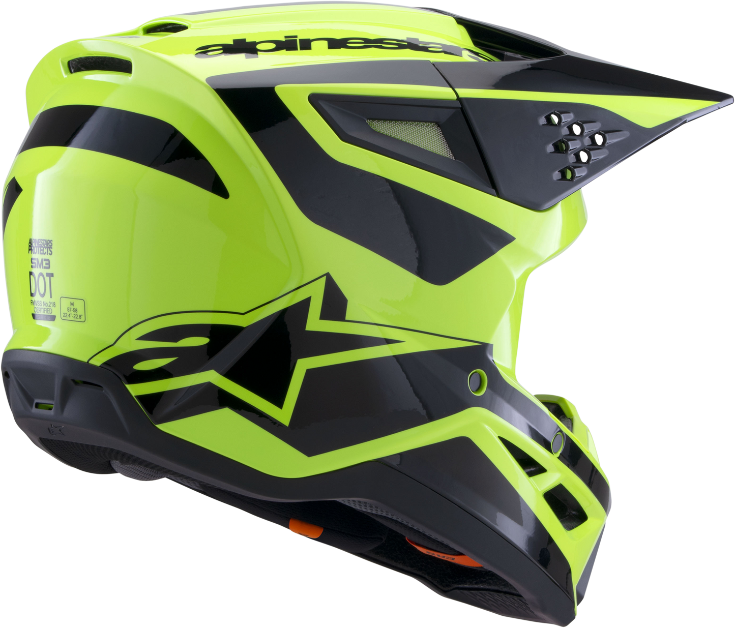 Alpinestars SM3 Heat Helmet 2X-Large Yellow Fluo/Black Glossy for Off-Road Riding